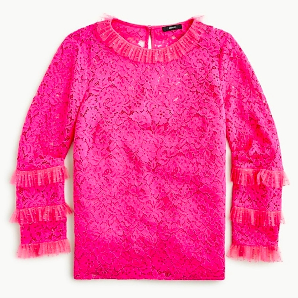 J.Crew Hot Pink Lace Shirt